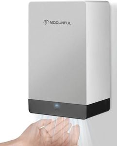 modunful Compact Hand Dryers for Bathrooms 1000W Commercial 110V Turbo Power Hand Dryer with Dual Airflow & Low Noise, Grey