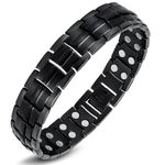 Jeracol Magnetic Bracelets Men,Effective Titanium Steel Magnetic Bracelets for Men with Double Row Strength Magnets,Adjustable Wristband with Links Removal Tool & Jewelry Gift Box