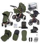 Ickle Bubba Stomp Luxe All-in-One i-Size Travel System with ISOFIX Base - Includes Bubba&Me Bed Side Crib (Bronze/Woodland/Black)