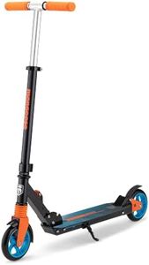 Mongoose Elevate Duo Youth/Adult Folding Kick Scooter, Solid Wheels, Ages 8 Years and Up, Kickstand, Max Rider Weight 220 Pounds, Black/Orange