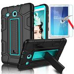 L00KLY Case for Samsung Galaxy Tab E 9.6, Case with Screen Protector, SM-T560/T561/T567 Case, Three Layer Heavy Duty Anti-Slip Shockproof Rugged Case with Kickstand for Galaxy Tab E 9.6 (Blue/Black)