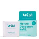 Wild - Natural Refillable Deodorant - Vegan & Eco-Friendly - Aluminium Free - Long Lasting Protection - 100% Natural Ingredients - Fresh Cotton & Sea Salt Refill - 40g