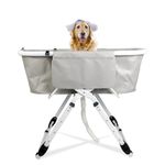 CStern Raised Dog Bathtub, Foldable Pet Bathtub, Portable Pet Bathtub, Height Adjustable, Paddling Pool with Drain, up to 60 kg (Grey)