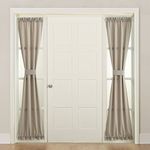 Sun Zero Barrow Front Door Sidelight Curtain Panel with Tie Back, Stone Grey, 26 x 72