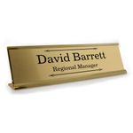 Badgemaster Custom Personalised Engraved Gold Aluminium Office Home Desk Name Plaque Decorated Silver Gold Front Plate Bespoke Modern Gift Teacher Graduate Manager Assistant Executive