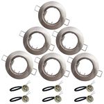 KingYH 6 Pack Round Recessed Spotlights Trim Ring Fitting GU10 Light Mounting Frame with GU10 Lamp Holder for Ceiling Spotlight MR16 and 50 mm Bulb Halogen Light Fitting Silver