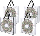 4 Pack Wreath Storage Bag, 26 Inches 90 L Wreath Storage Container, Reinforced Handles & Smooth Zippers, Foldable Large Storage Bags for Christmas/Seasonal Wreaths, Clothing, Bedding, Blankets, Toys