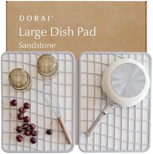 Dorai Home Dish Pad - Collapsable Stone Dish Drying Mat with Diatomaceous Earth for Quick Drying - Ultra Absorbent - Encased in Silicone - Eco-Friendly, Foldable - Large 24.6" x 16.5", Sandstone