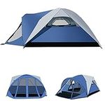 GYMAX Camping Tent, 6 Person 10’x 10’ Waterproof Windproof Family Tent with Rain Fly, Screen Room, Mesh Windows & Carrying Bag, Easy Set Up Double Layer Tent for Camping House Outdoor Dome Tent