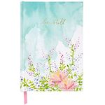 C.R. Gibson Floral Watercolor ''Be Still'' Hardcover Journal Notebook for Women, 6'' W x 8.5'' L, 160 Pages