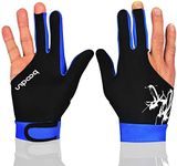 Man Woman Elastic 3 Fingers Show Gloves for Billiard Shooters Carom Pool Snooker Cue Sport - Wear on The Right or Left Hand 1PCS (Blue, XL)