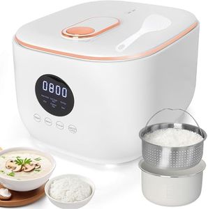 Low Carb Rice Cooker 4 Cup, 3L Low Sugar Rice Cooker with Stainless Steel Steamer Basket, LED Display, 24H Delay Timer and 8H Keep Warm, 5 Preset Functions, for White Rice/Porridge/Oatmeal