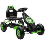 HOMCOM Children Pedal Go Kart, Raving Go Kart with Adjustable Seat, Inflatable Tyres, Shock Aborb, Handbrake, for Ages 5-12 Years - Green