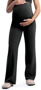 ENERBLOOM Womens Maternity Pants Yoga Wide Leg Pregnancy 30" Black XX-Large