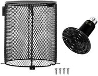 Simple Deluxe Reptile Anti-Scald Cover Mesh Cage Heater Guard with 100W Ceramic Reptile Heat Lamp Bulb Brooder Coop Heater for Terrarium Chameleon Lizards Snakes