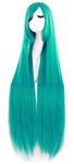 MapofBeauty 40 Inch/100 cm Anime Costume Long Straight Cosplay Wig Unisex Adult Wig (Cyan)