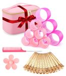 Hair Rollers - Awesome Makeup Carrying Case - Jumbo,Large Rollers Hair Curlers Set for Volume, Long Hair - Self Grip,No Heat Design for Blowout Look,Curly Hair - Fabulous Gift Choice - Pink