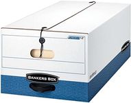 Bankers Box 12 Pack Liberty Heavy-Duty File Storage Boxes, FastFold, String and Button, Legal, White/Blue