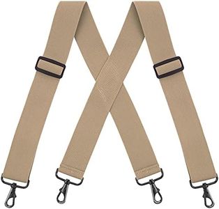 Buyless Fashion Bretelle da uomo - 48" Elastico Regolabile Heavy Duty 2" Largo - X Indietro Con Ganci Neri - 5140-Tan