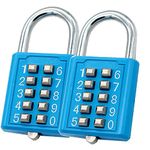 MIONI 10 Digit Push Button Combination Padlock, 5 Digit Locking Mechanism,Blue (2 Blue)