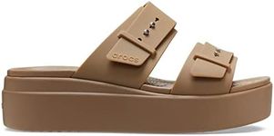 Crocs Women's Brooklyn Buckle Low Wedges, Platform Sandals, Khaki, Numeric_11