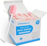 ARGOMAX Disposable Mouth Swabs, Paper Stick Oral Swabs, Individually Wrapped Odorless Dental Sponge Swabsticks for Mouth & Gum Cleaning, Sawtooth shape-Pink-100PCS.