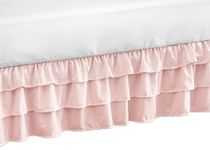 Solid Color Blush Pink Shabby Chic Girl Ruffled Tiered Crib Bed Skirt Dust Ruffle for Harper Collection by Sweet Jojo Designs