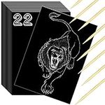 30Pcs Scratch Paper Art Set for Kids, Black Coated Scratchboard Scratch Art Paper with Wooden Stylus, Black Scratch off Paper Scratch Art for Adults Kids, Gift DIY Craft Supplies (White Effect)