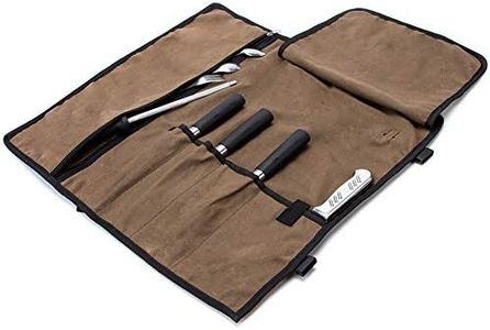 Chef's Knife Roll, 5 Pockets Knife Bag,Waxed Canvas Roll Up Culinary Bag,Professional Cutlery Storage Case, Portable Knife Tool Roll Bag, Multi-Purpose Knife Cover For Cooking, Camping 20.8x20inches Coffee