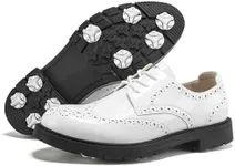 Zakey Classic Golf Shoes Men Spikesless Golf Sneakers Luxury Walking Footwears for Golfers (White,10.5)