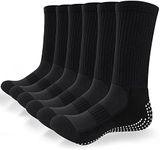 TANSTC Grip Socks Football Anti-Slip Sports Socks for Men Women Kids Cushion Comfortable Socks with Anti-Blister Rubber Pads for Basketball Rugby Running Yoga Walking Hiking 3 Pairs