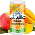 Bodhi Dog Pet Wipes - Grooming, Cleaning and Deodorizing Wipes for Dogs & Cats - No Parabens or SLS - Large, Thick, Wet Wipes - Wipe Away Pet Odors & Refreshes Coat - Mango Scent (75 Count)