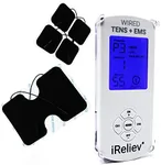 iReliev TENS Unit + EMS Muscle Stimulator Comes with 14 Therapy Modes, Premium Pain Relief and Recovery System, Rechargeable, Large Back Lit Display, Large and Small Electrode Pads