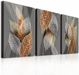 Canvas Wall Art For Living Room, Family Wall Decorations, Kitchen, Bathroom, Bedroom Modern Wall Decor Black Paintings Abstract Leaves Pictures Artwork Inspirational Home Decor 3 Pieces