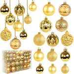 Artmag Christmas Ornaments Set, 100 pcs Christmas Tree Decorations Set Shatterproof Christmas Balls Ornaments for Wedding Holiday Christmas Decorations Indoor and Outdoor (Gold)