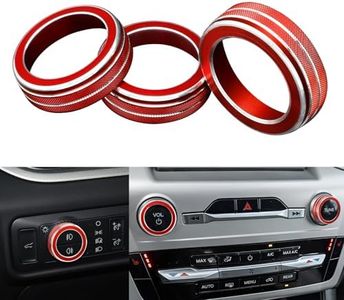 Dargoose for Ford Explorer Accessories Car Button Cover for Audio Headlight Knobs 2020 2021 2022 2023 2024 Aluminum Alloy Knob Trim Red 3 Pcs