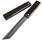 HUAAO 10.3’’ Japanese Style Katana, Fixed Blade Knife with VG10 Damascus Steel Blade and Ebony handle, Suitable for Camping Hunting Tactical Army Survival