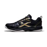 HUNDRED Raze Badminton Shoes(Non Marking)Also Perfect For Squash,Table Tennis,Volleyball,Basketball&Indoor Sports|Lightweight&Durable|X-Cushion,Active Grip Sole,Toe Assist(Black:Gold,9Uk)Unisex-adult