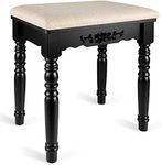 URFORESTIC Vanity Stool, Modern Makeup Dressing Stool with Concave Seat Surface,Capacity 300lb, Easy Assembly (Black)