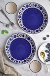 Crock Comforts- Handmade Stoneware Royal Blue Plate Dinner Set Ceramic (10 inch) with Free Dining Bowl(4 inch Diameter)-Set of 2(Blue,Microwave & Dishwasher Safe, CC- RB2)