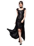 Miss Chase Women's Black Embellished Fit & Flare Maxi Dress (MCSS22D99-71-62-03, Black, S)