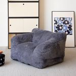 N&V Bean Bag Chair High-Density Foam Filling Sofa with Soft Faux Fur Cover for Teens, Adults to Gaming, Reading, and Watching TV (Dark Grey)