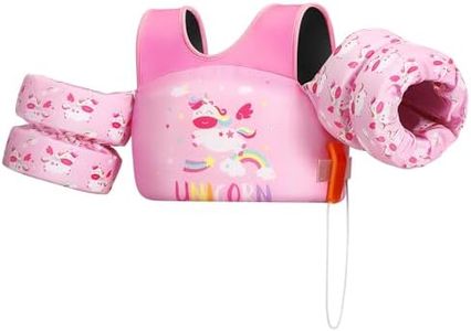 HeySplash Swim Vest for Kids, Toddler Pool Floaties Fit 33-66 Lbs,Swimming Vest with Adjustable Strap, Swim Jacket Water Wing Arm Float, Puddle Beach Boat Jumper Float Device Girl,Pink Unicorn