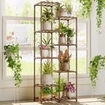 Bamworld Plant Stand Indoor Tall Plant Shelf Outdoor Corner Plants Table Wood Flower Stand for Living Room Balcony and Garden (9 pots)