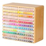 walowalo Marker Organizer, Hold 176 Markers, Bamboo Marker Holder, Christmas Gifts Art Supply Pencil Storage Organizer with 22 Compartments, All-in-One Marker Storage for Home Office Desk Classroom