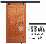 DIYHD M0083 8FT Box Rail Heavy Duty Steel Sliding Barn Door Hardware, 8 Feet Track Kit, Wall Mount Kit