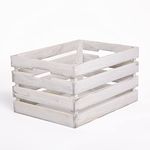 Wooden Fruit Apple Crate Shelf Basket Storage Box Shop Display Christmas Hampers (White Wash, Extra Large)