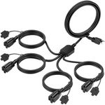 YOTIGER 1 to 4 Splitter Extension Cord, Max 8 FT End to End (13 FT Total), 3 Prong Plug with 4 Extended Outlets, 16AWG/3 SJTW Power Extension Cord Splitter for Home or Office Use (Black, ETL)