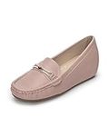 Loafers for Women Comfy Slip On Leather Moccasins Low Heel Walking Ladies Driving Shoe Casual Work Office Flat Shoes Pink