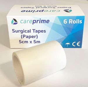 Nastro chirurgico | cerotti di fissaggio | nastro adesivo medico (carta, 5 cm x 5 m 6 rotoli)